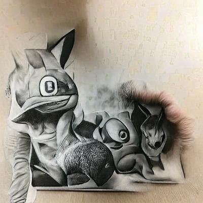 Hyperdetailed Charcoal Drawing of Pokémon