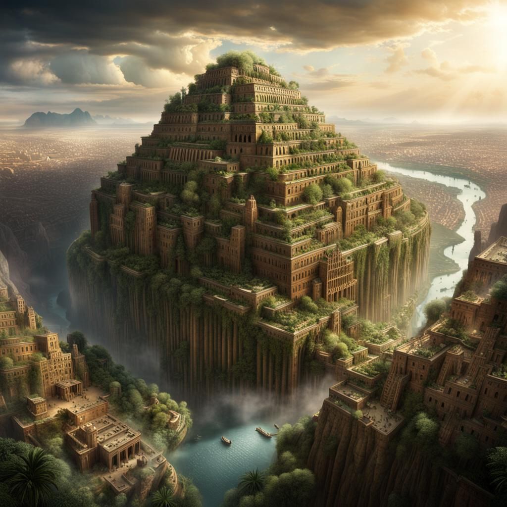 Hanging Gardens of Babylon: Ancient Digital Painting