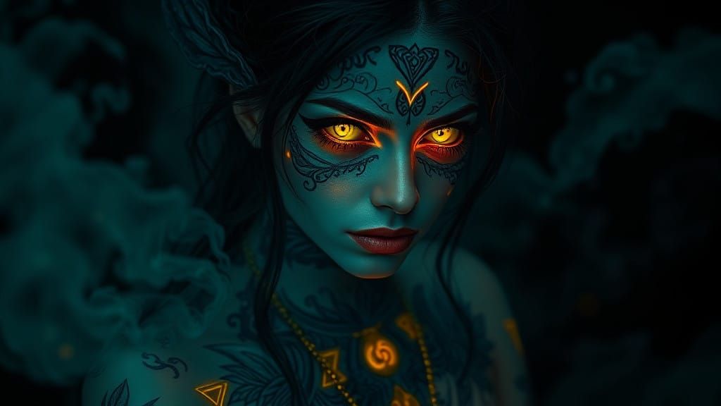 Mysterious Gypsy Goddess Erodes in Glowing Fog