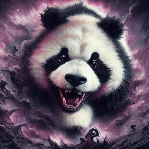 Psychedelic Watercolor Panda with Blooming Colors