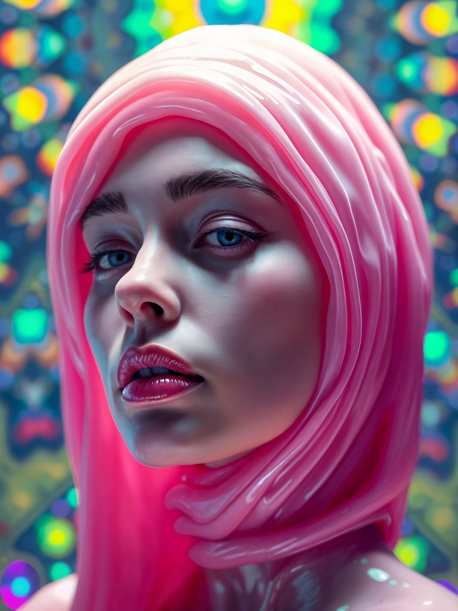 Hyperrealistic Digital Art of a Gooey Slime Goddess