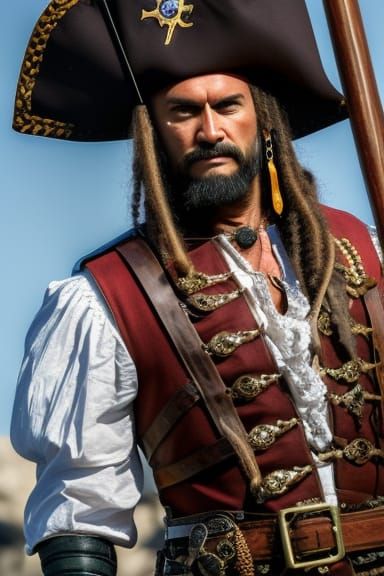 Pirate Henry Morgan Portrait on Pirate Schooner