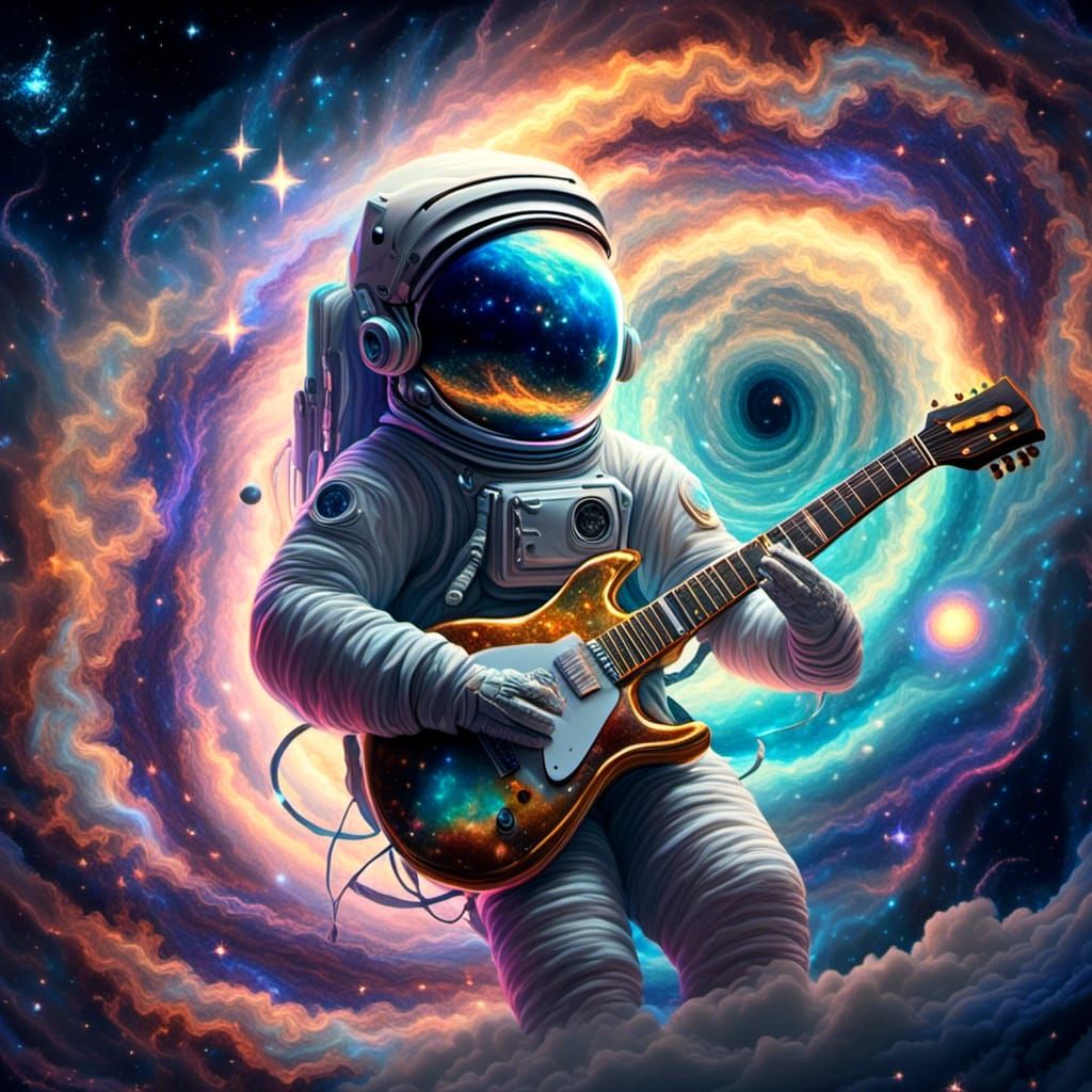 Astronaut Boy's Lunar Serenade: Cosmic Abstract Art