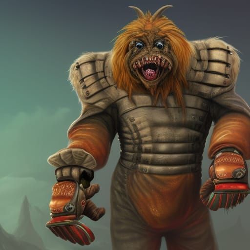 Ugly Bugbear on Hockey Skates Portrait