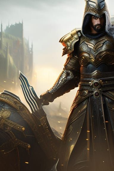 Armored Cat Warrior in Snowy Dystopian Japan