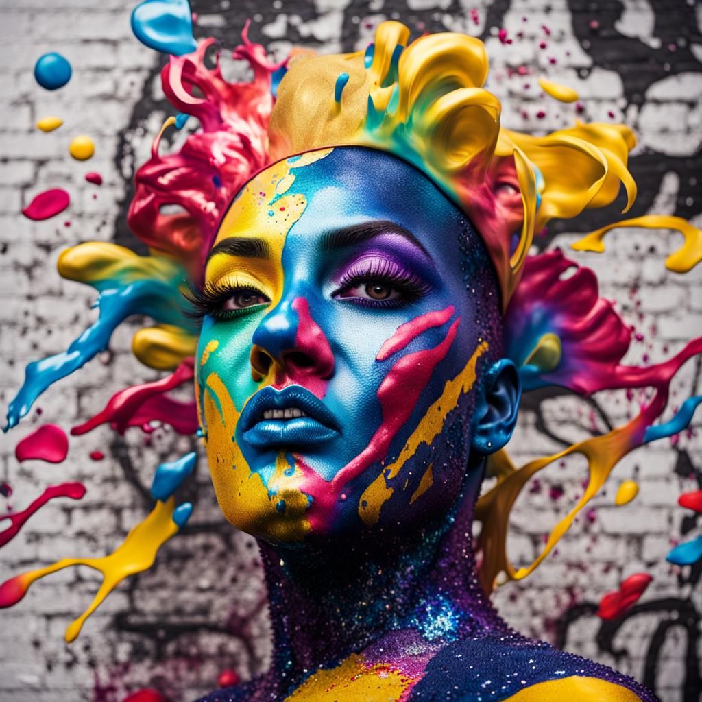 Dramatic Drag Queen in Hypercolour Graffiti Art