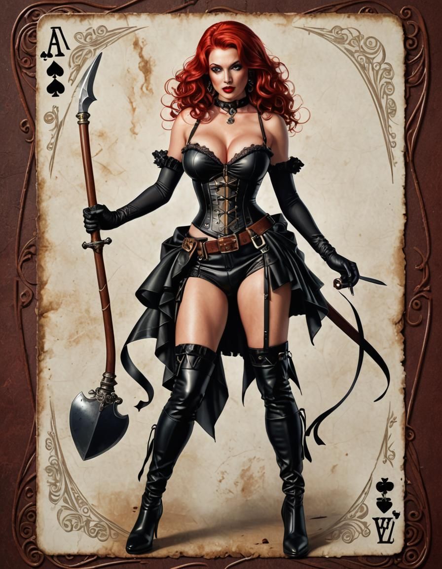 Ace of Spades Pinup Girl in Hyperrealistic Style