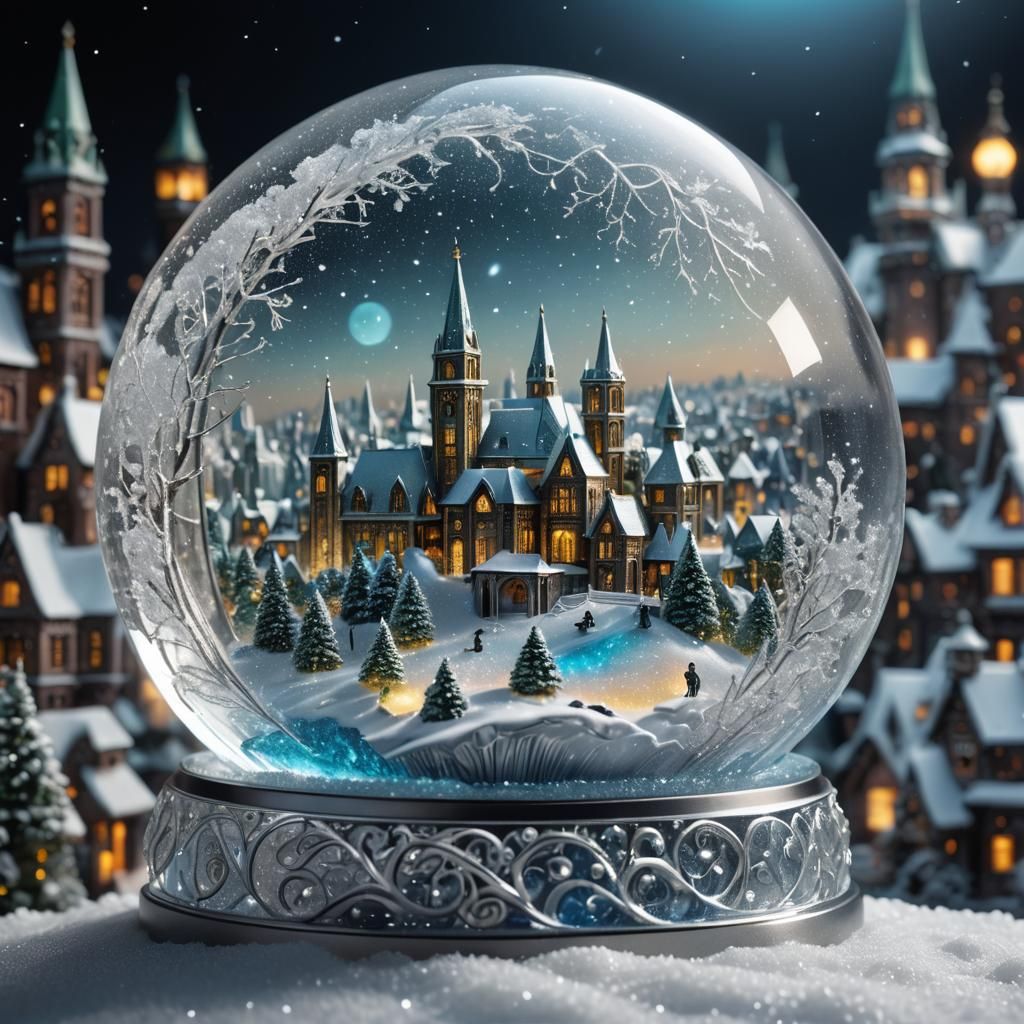 Luminous Diamond Glass Snow Globe Cityscape