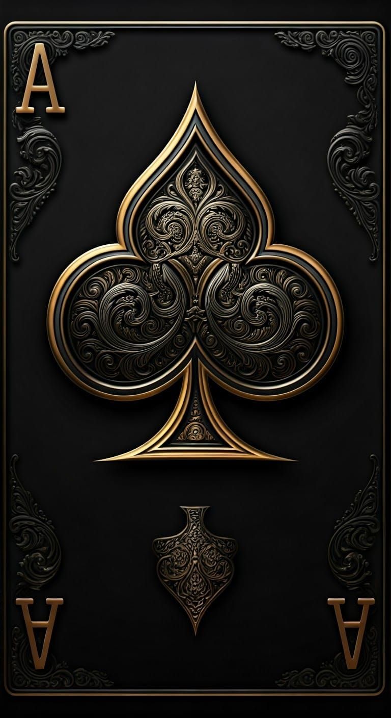 Majestic Metallic Ace of Clubs Card in Elegant, Ornate Style