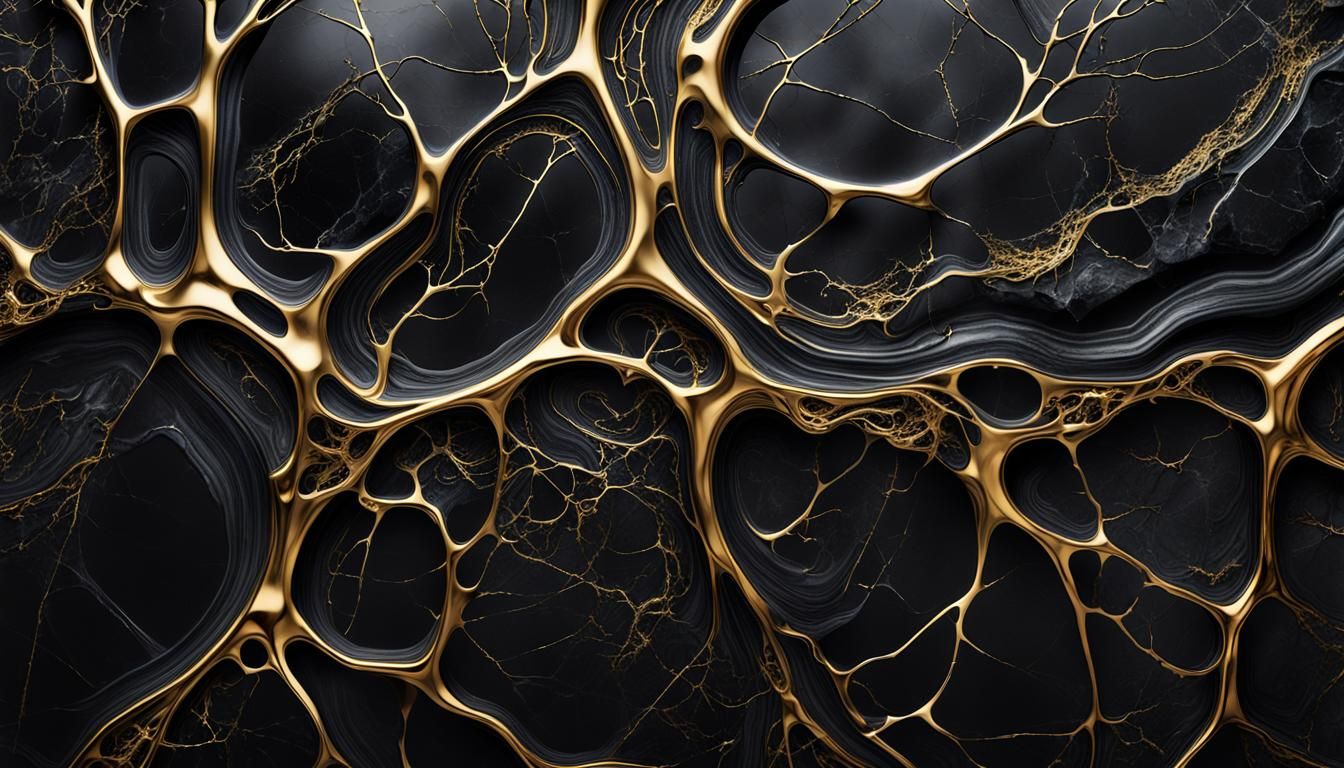 Surreal Black Marble with Gold Veins