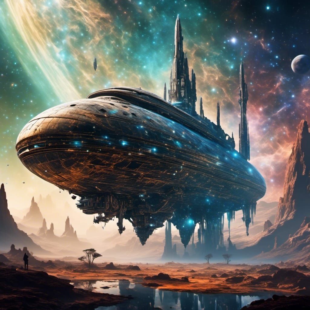 Ancient Alien Spaceship Encounter in Deep Space