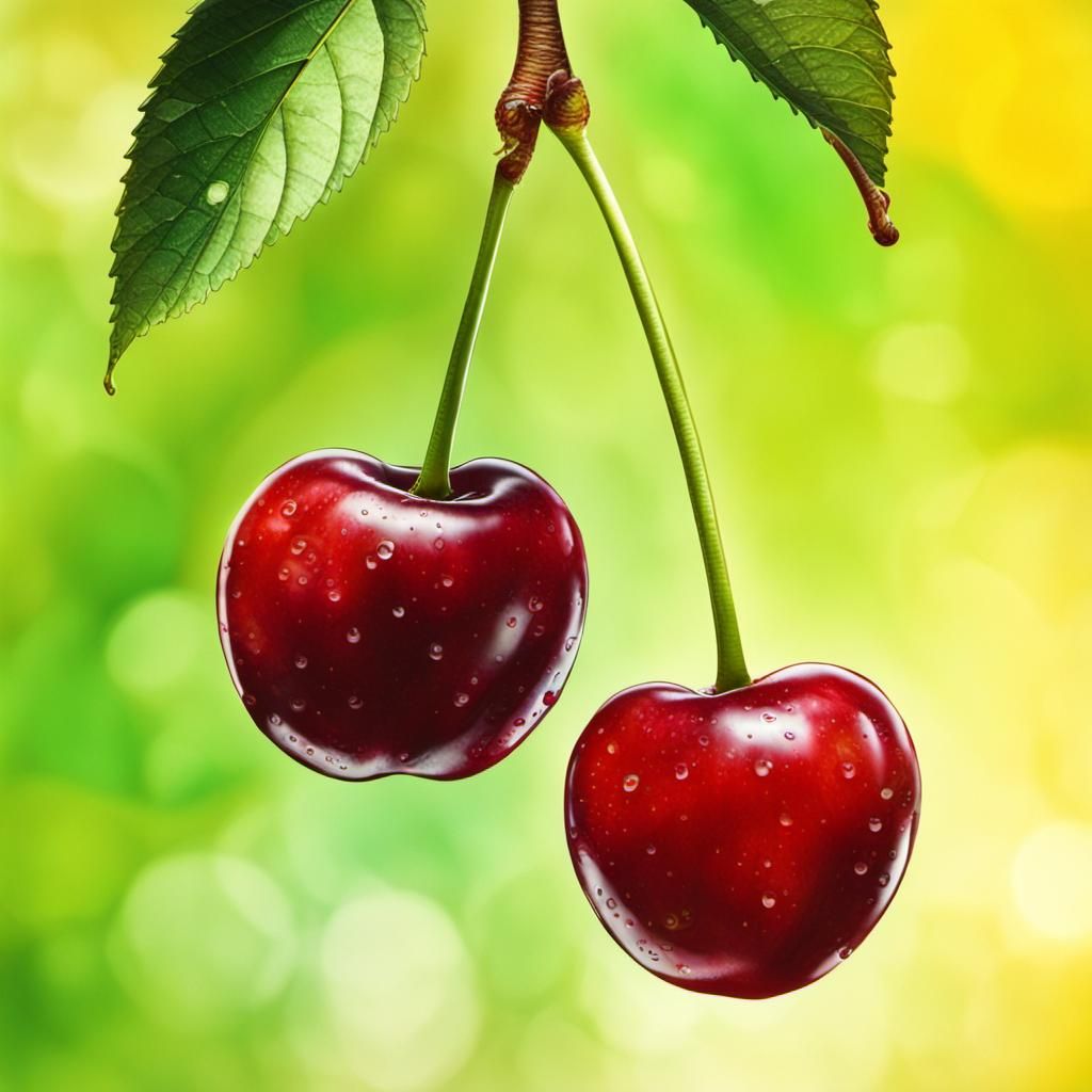 Perfect Cherries in Sunlight: Hyperrealistic Alcohol-Ink Art