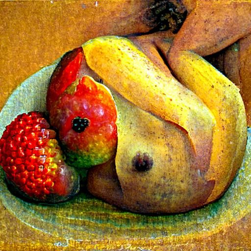 Nude Figure with Fruit Still Life
