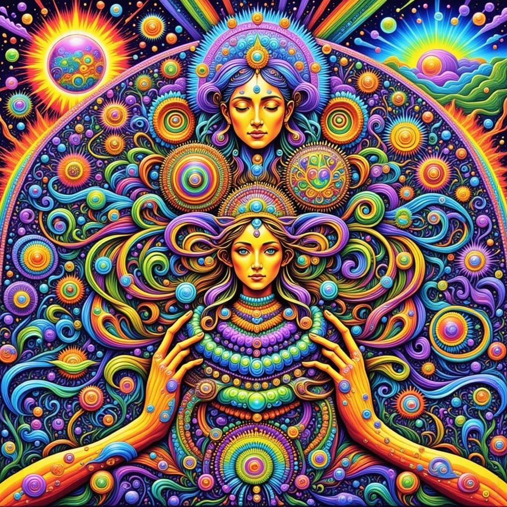 Vibrant Psychedelic Peace Sign in Sunshine