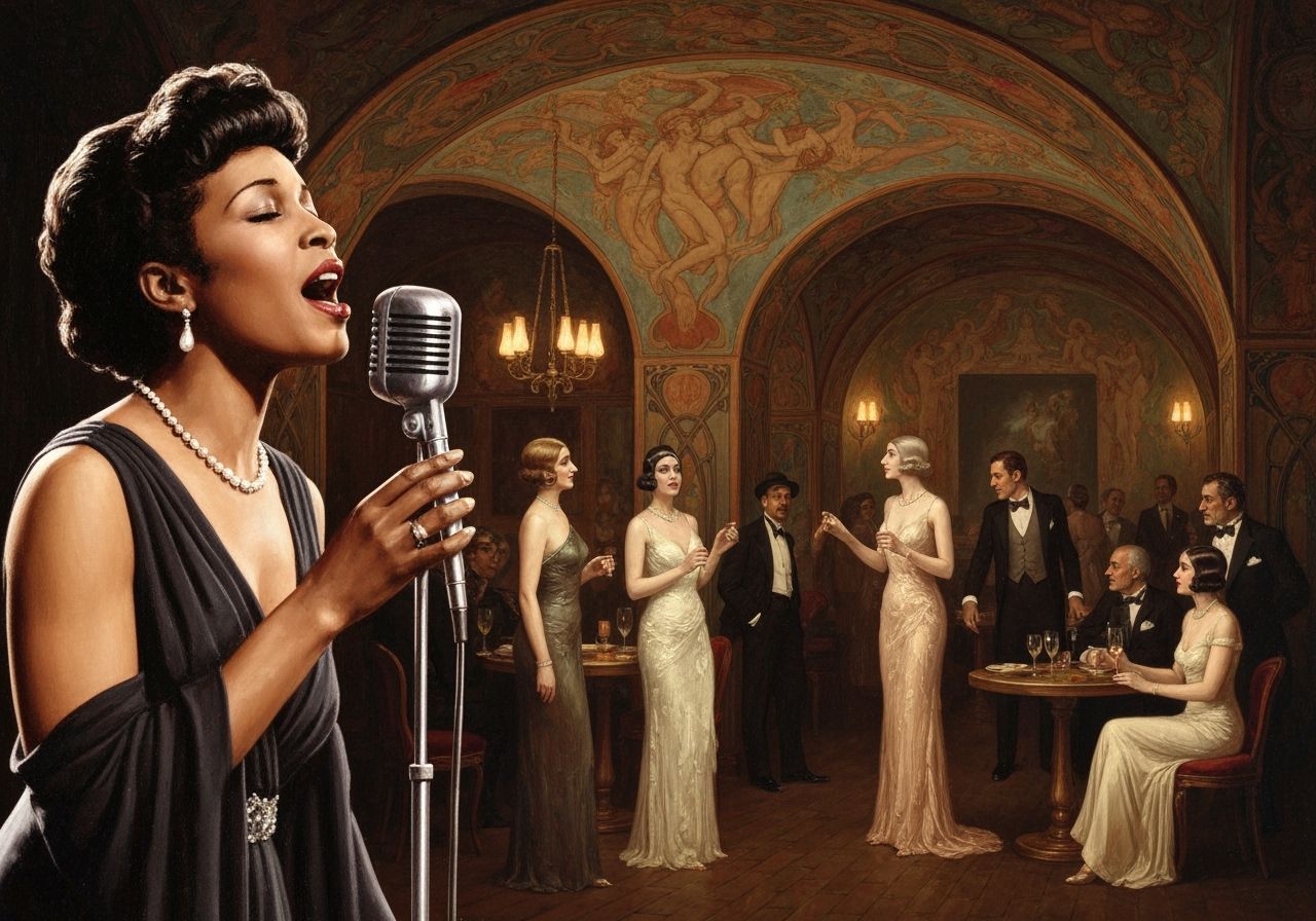 Josephine Baker Sings in Harlem Renaissance Painting
