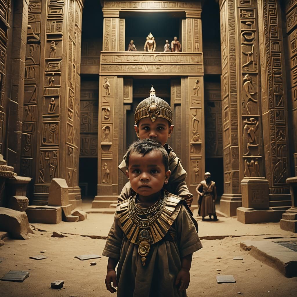 Baby Pharaoh in Palace: Cinematic Film Still