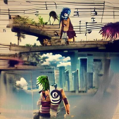 Cartoonish Floating Islands Landscape, Early 2000s Style