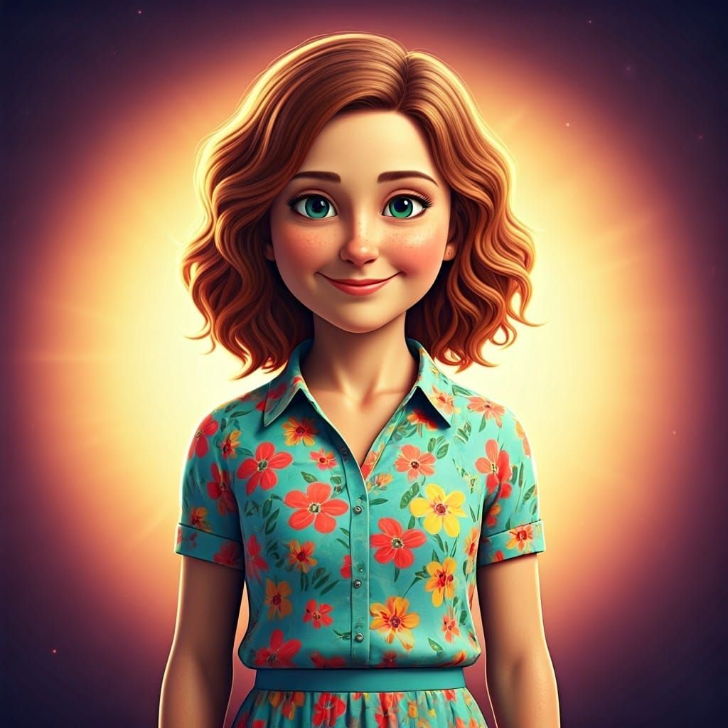 Radiant Preschool Teacher in 3D Digital Art