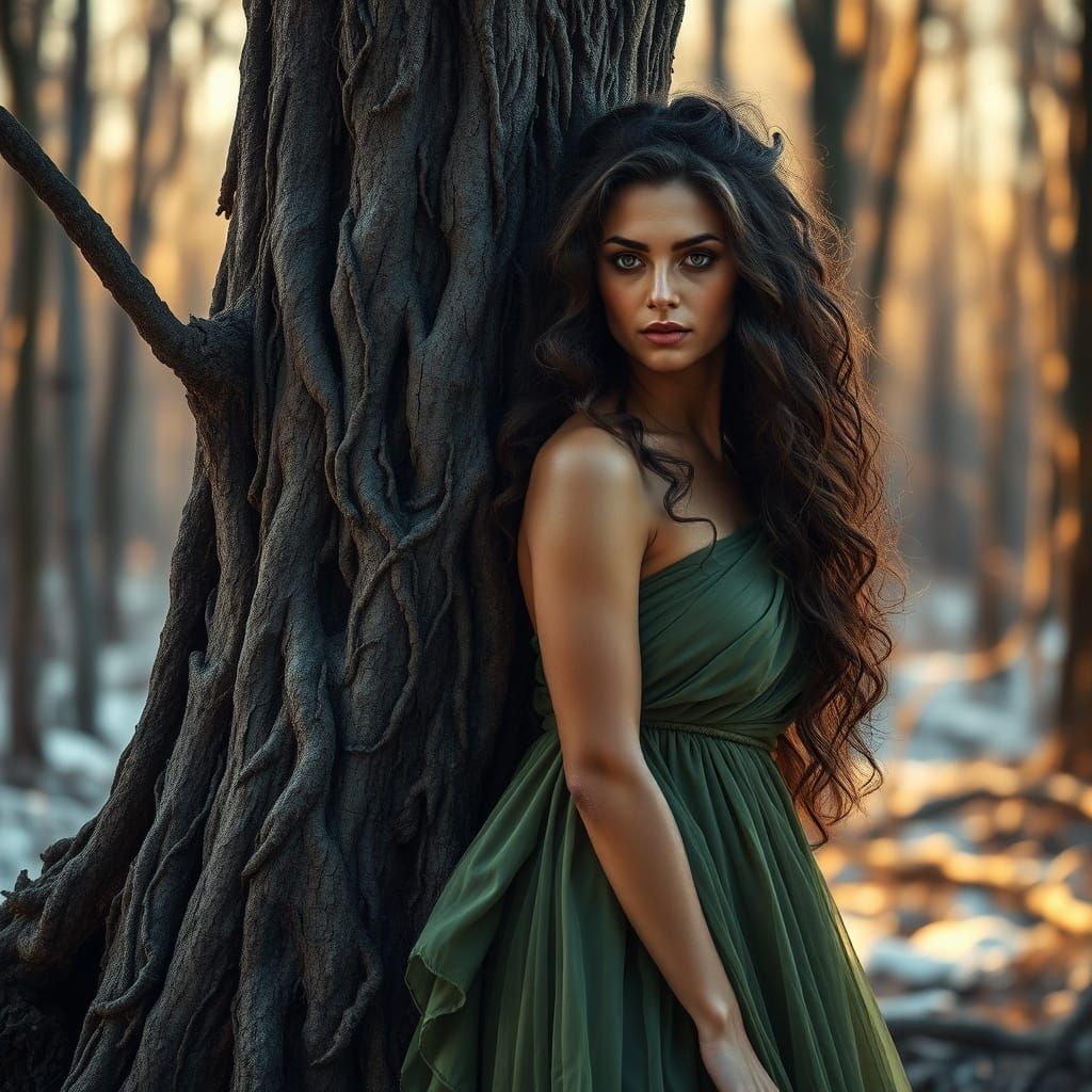 Surreal Dryad Goddess in Winter Wonderland