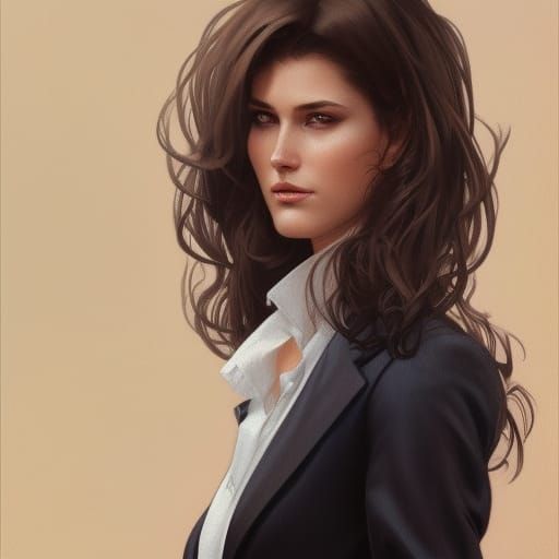 Beautiful Woman in Business Suit, Hyperdetailed Portrait