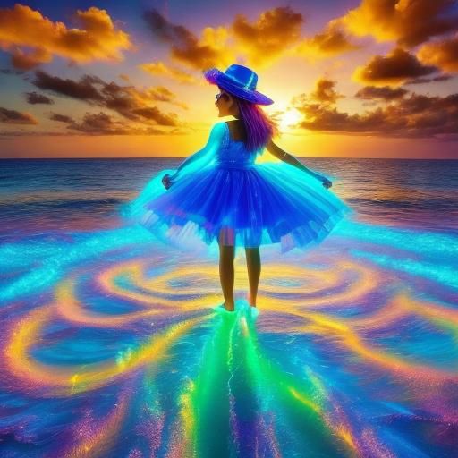 Glowing Full Body Portrait in Lisa Frank Style