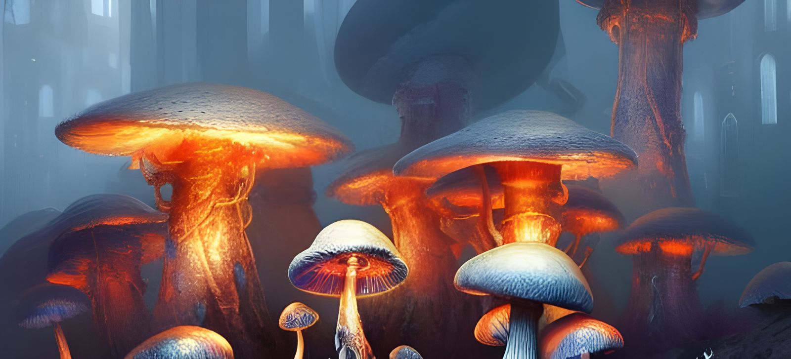 Magic Mushroom Village: A Digital Fantasy Painting