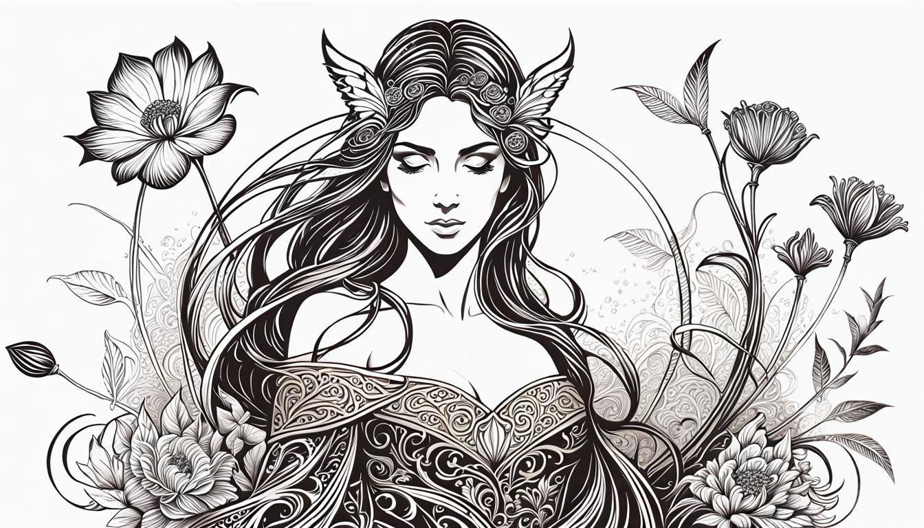 Sorceress Silhouette Brewing Spring Spells on Mountain