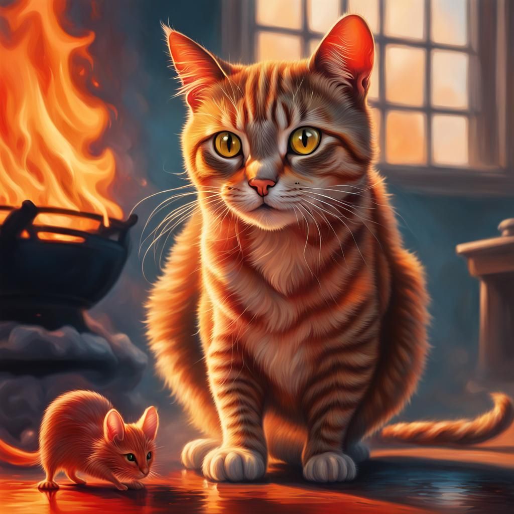 A cat may stare into a fire and see red mice play.