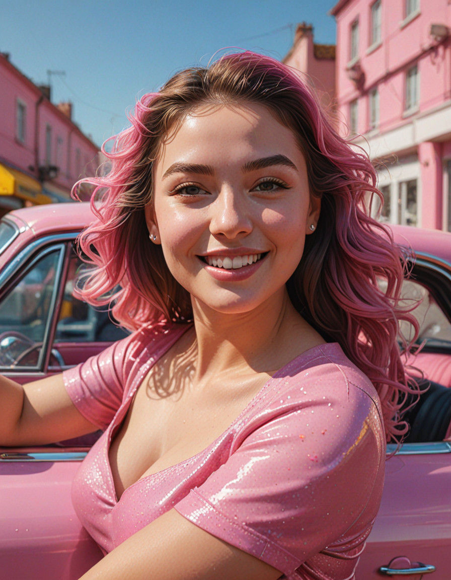 Glamorous Pink Beauty Cruises in a Vivid Dreamcar