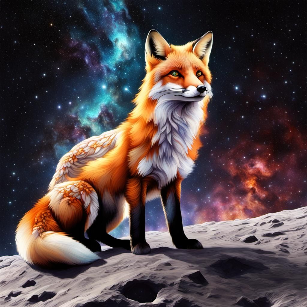 Fox in Space: Cosmic Guardian on Asteroid