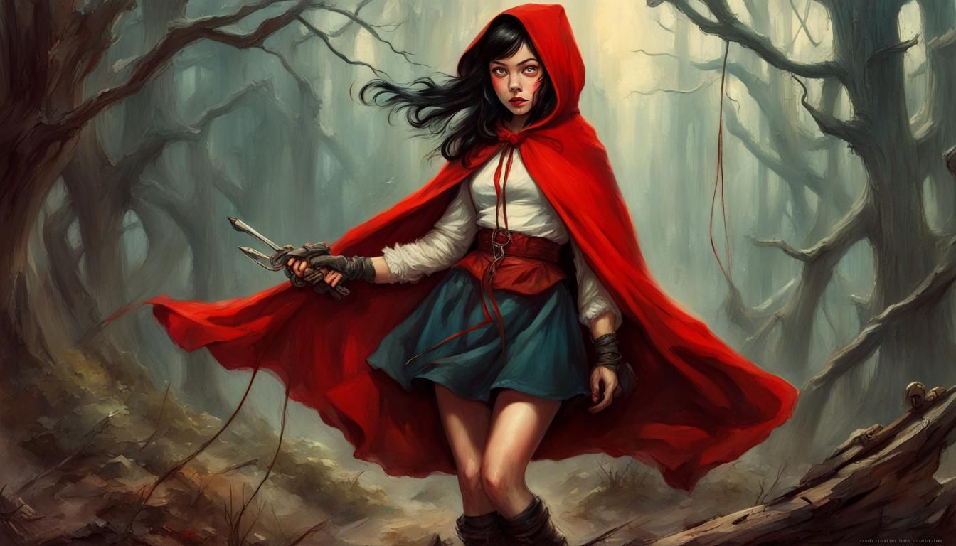 Post-Apocalyptic Red Riding Hood Action Shot