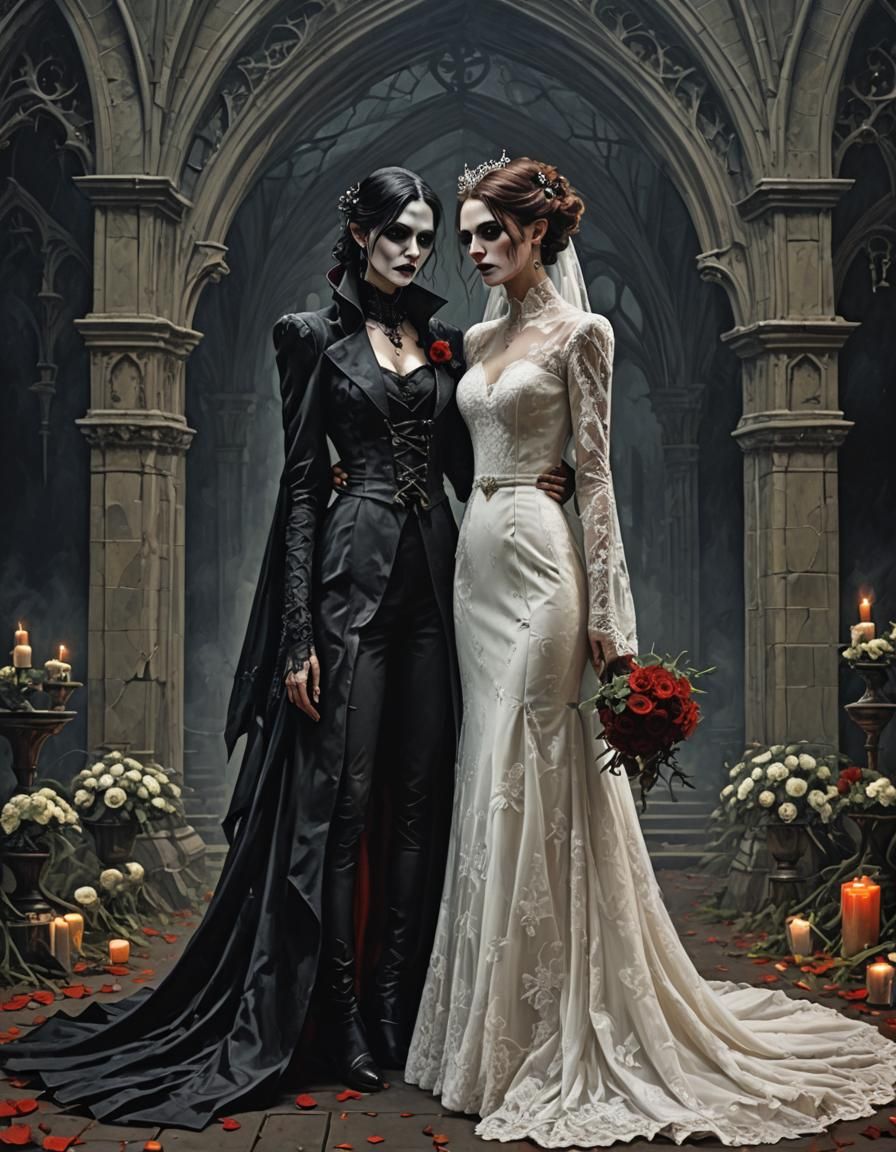 Gothic Vampire Lesbian Wedding: Sinister Art