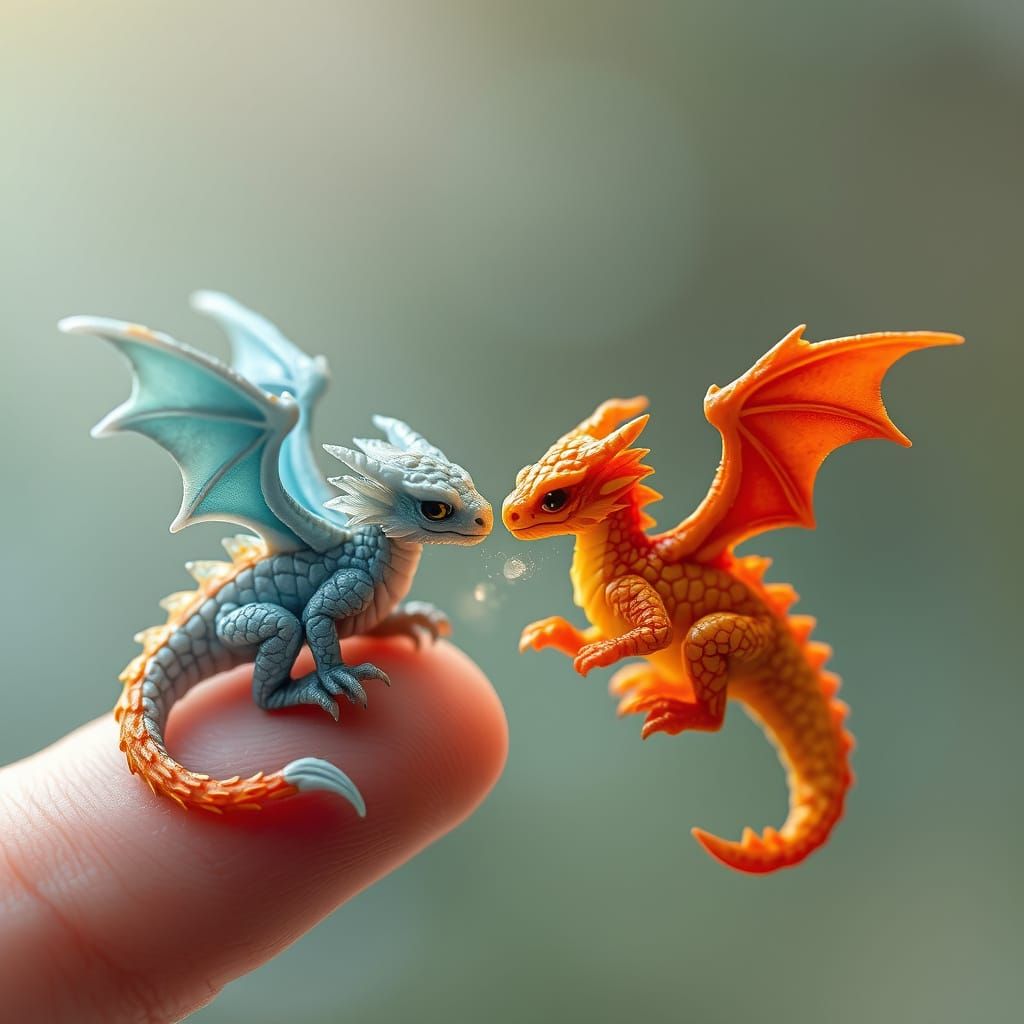 Whimsical Dragon Duet on a Finger