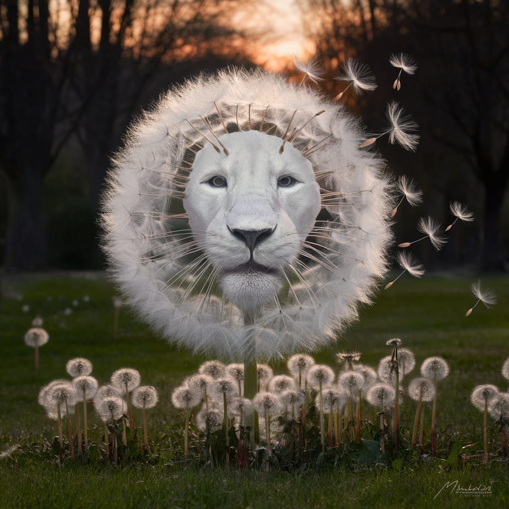 Surreal Dandelion Lion Head Macro Photograph