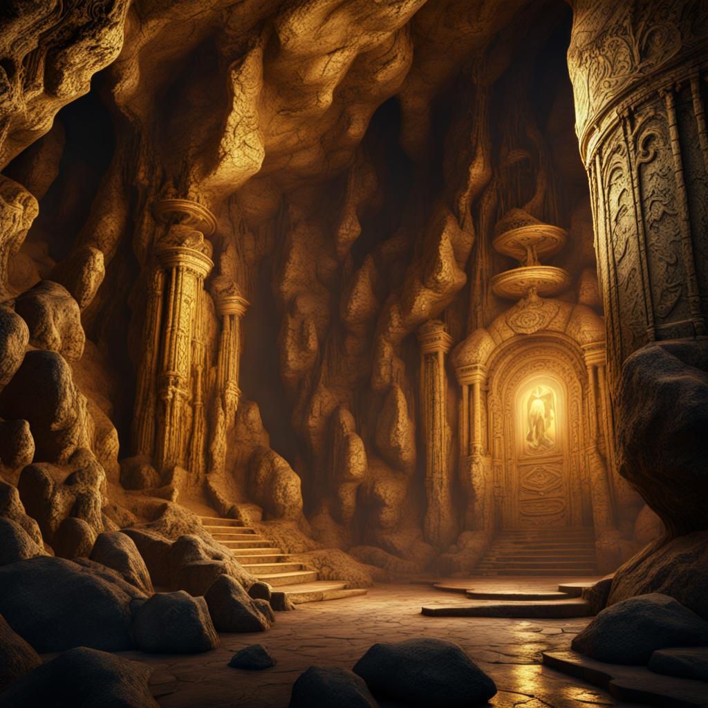Golden Cerberus in Artifact-Filled Ancient Cave
