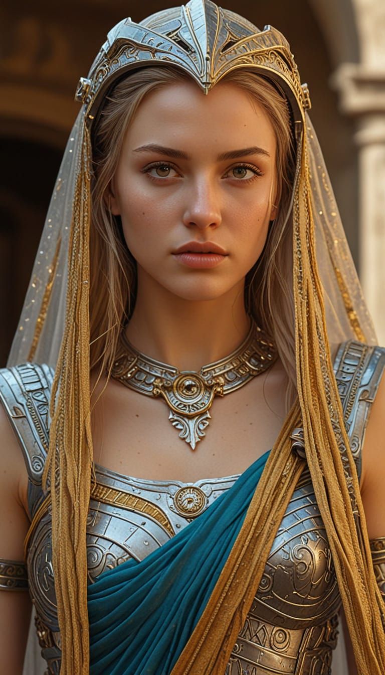 Warrior Princess in Roman Arena, Cyberpunk Artwork