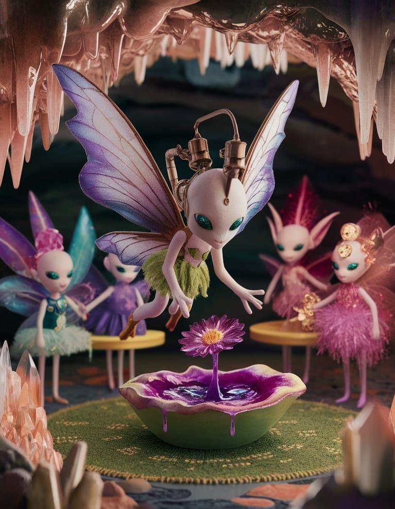 Steamplush Fairy-Alien Dress-Up Party in Crystalline Cave