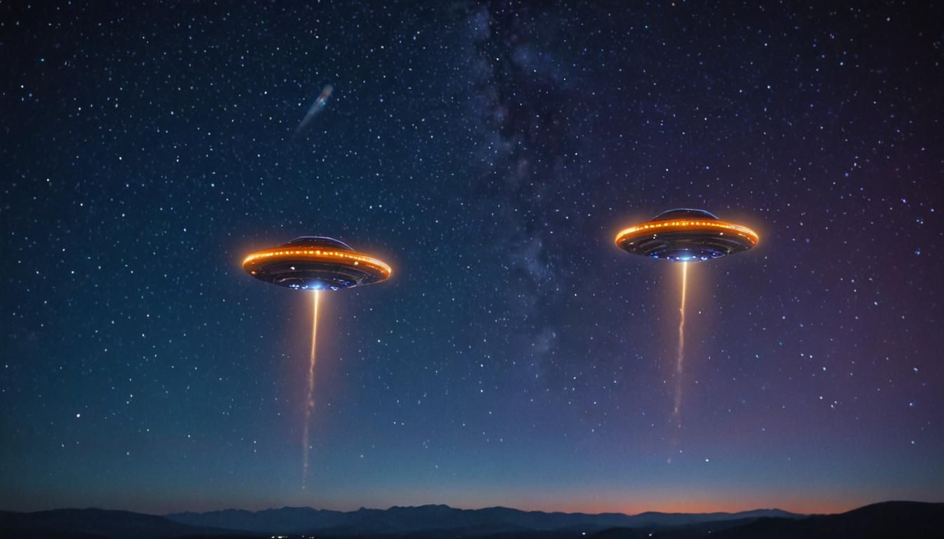 UFOs in Starry Night Sky: Cinematic Concept Art