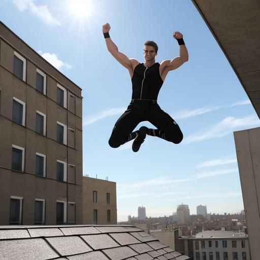 Parkour Athletes Performing Daring Urban Jumps