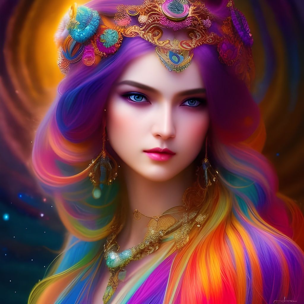Goddess with Swirling Hair in Hyper-Detailed Digital Art