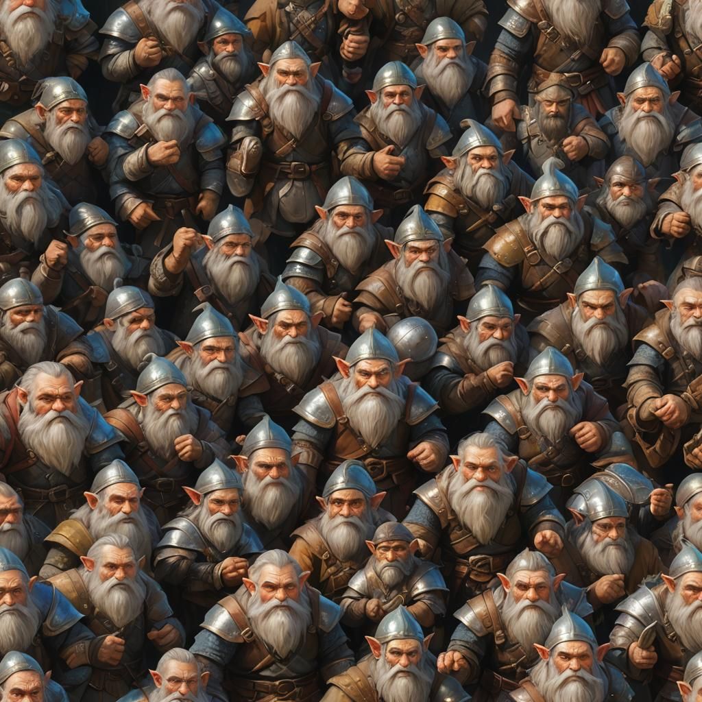 Fantasy Gathering of Dwarves, Elves, and Orcs