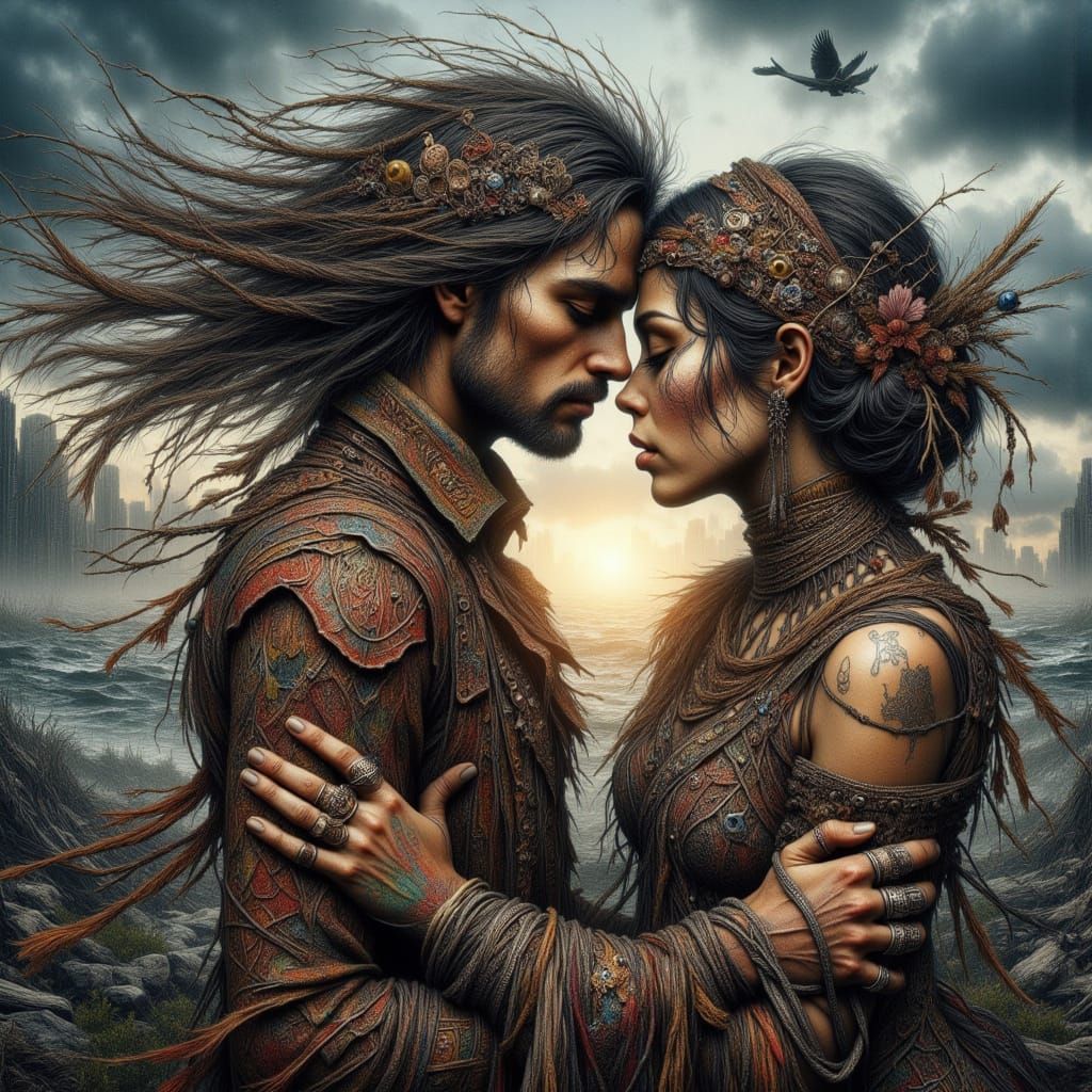 Tangled in the Wind: Stormy Sky Canvas