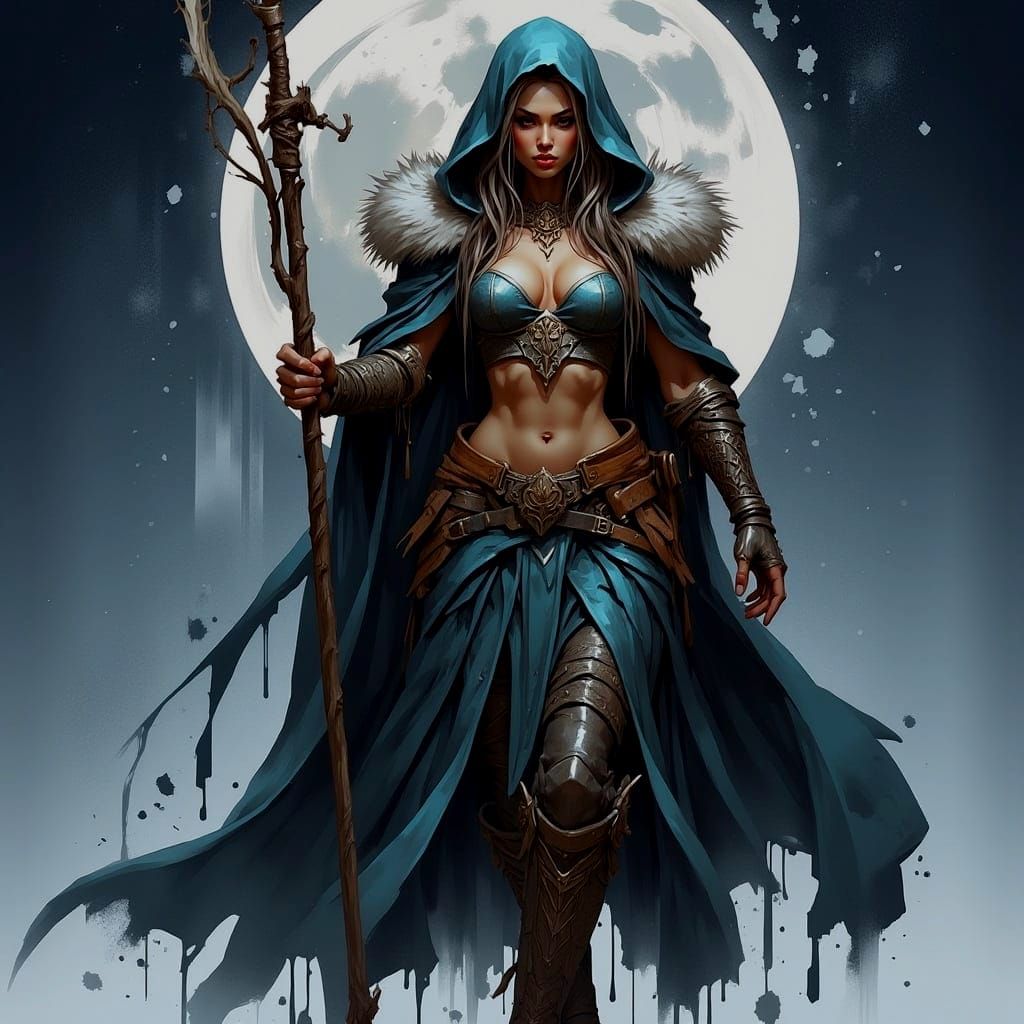 Snow Elf Assassin in Dark Fantasy Style