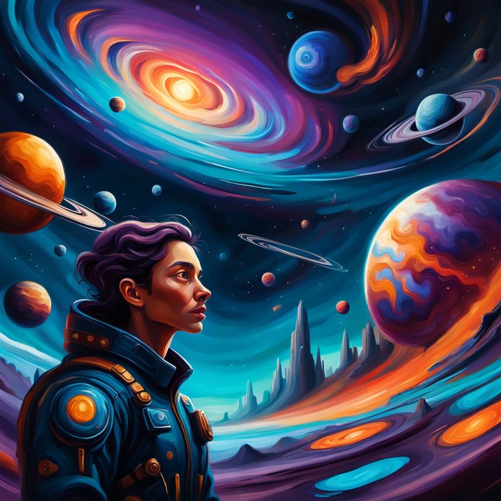 Cosmic Sky with Planets in Van Gogh Style