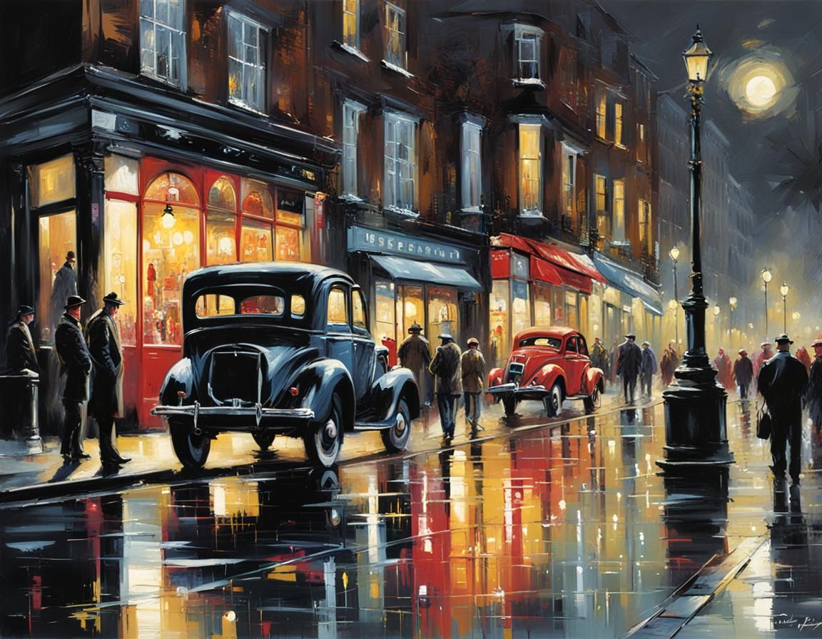 Night Cityscape in Impressionist Style