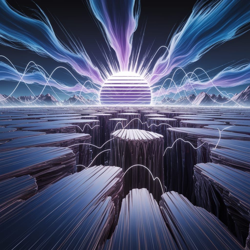 Surreal Storm Plateau Scene in Vibrant, Kinetic Abstraction ...