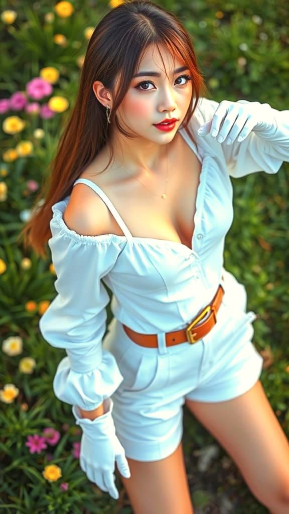 High-Fashion Portrait of Mikasa Ackerman in White