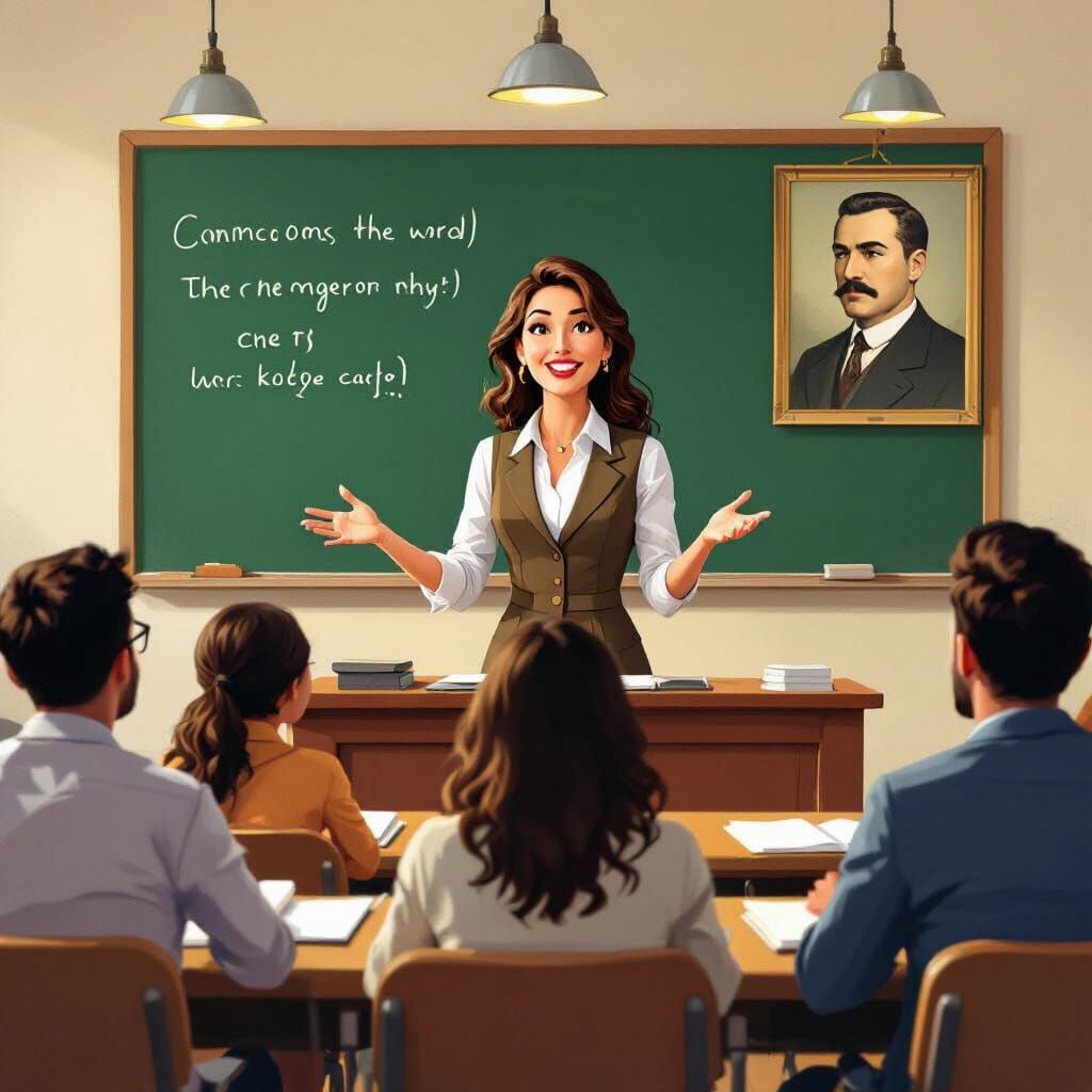 Professor Lectures Captivated Students in Vibrant Academic I...