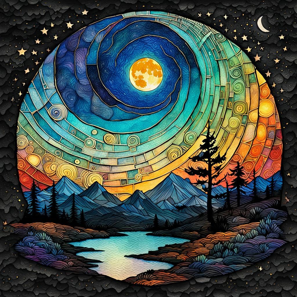 Mystical Anime Landscape in Vintage Style