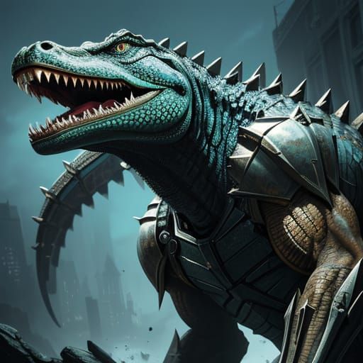 Hyperrealistic Bionic Gator Concept Art